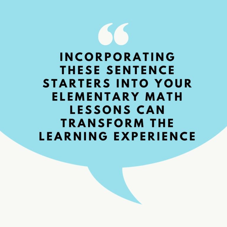 10 Sentence Starters for Elementary Math Explorations - Fun to Teach