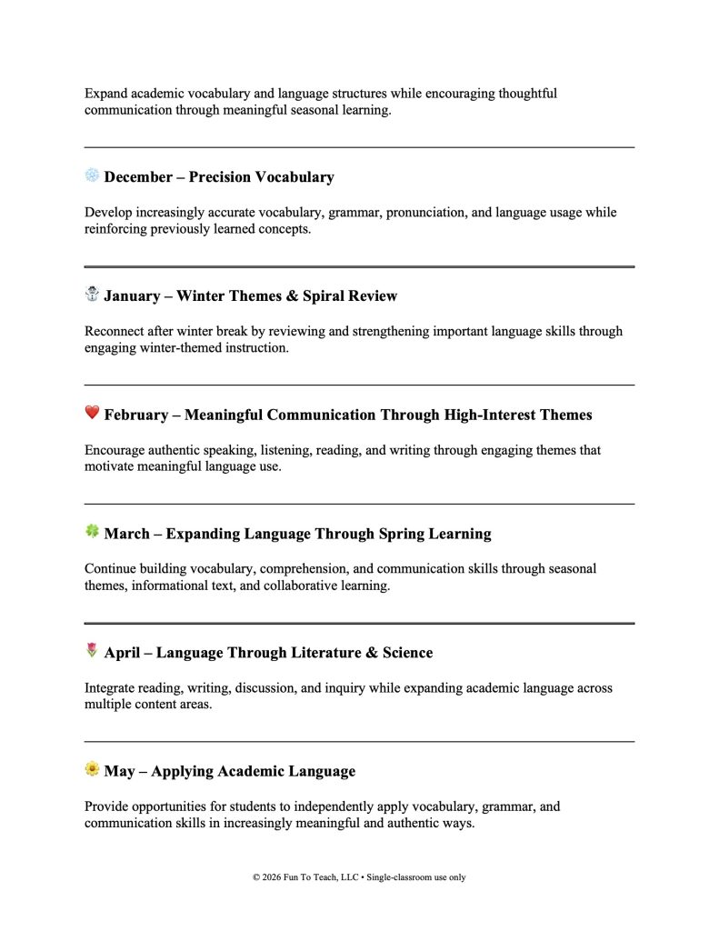 Elementary ESL Year Planning